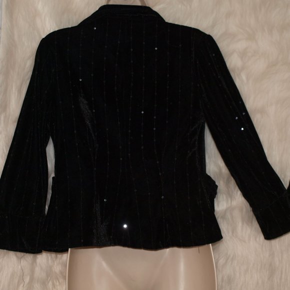 Black Velvet JACKET BY MISS CHEVOUS SIZE S USED ONCE - Picture 4 of 5